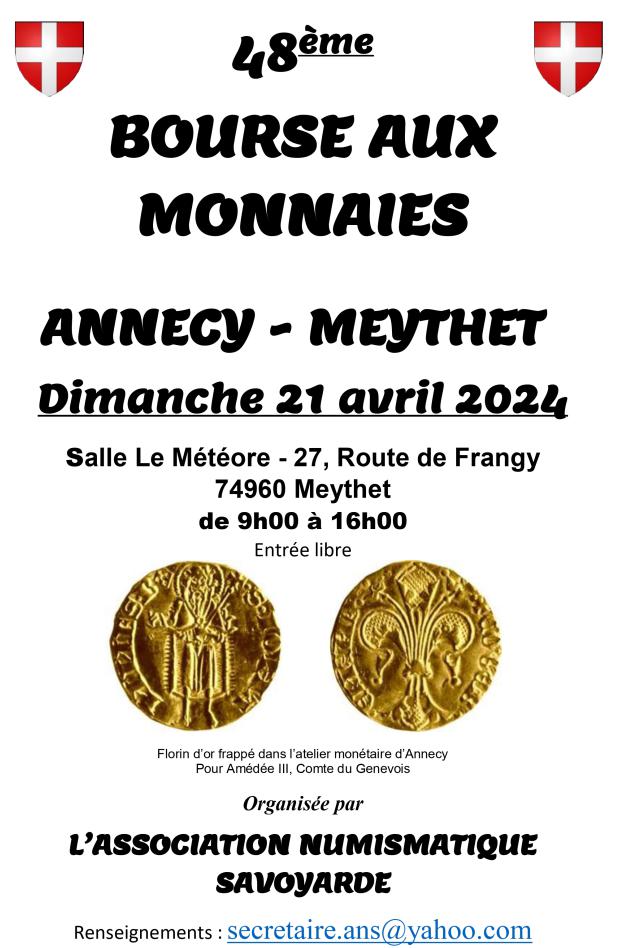 Bourse Numismatique d’Annecy - 21 avril 2024 2024-Affiche