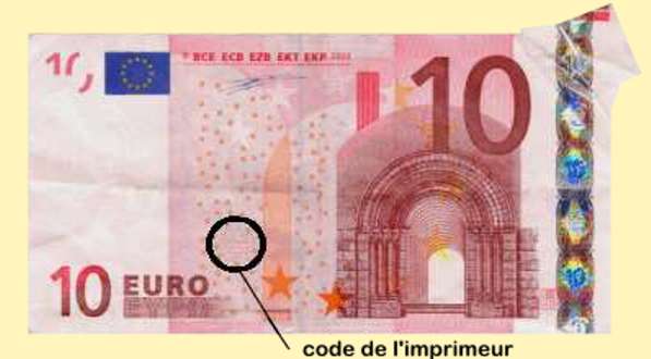 Variété sur un billet de 10 euros